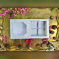 Light Green 4 Cavity Box With White Floral Pattern - best for chocolates and laddoo candles. Light Green 4 Cavity Box With White Floral Pattern - best for chocolates and laddoo candles.