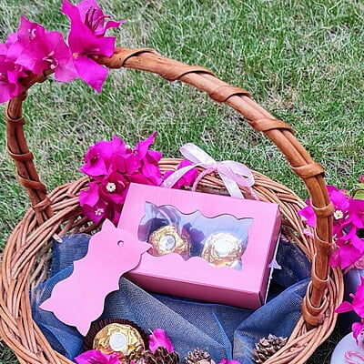 Dark Pink 2-cavity box with window - best for chocolates and laddoo candles.