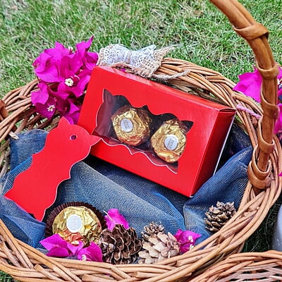 Red 2 Cavity Box - best for chocolates and laddoo candles.
