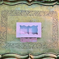Light Pink 2 Cavity Box With White Floral Pattern - best for chocolates and laddoo candles. Light Pink 2 Cavity Box With White Floral Pattern - best for chocolates and laddoo candles.